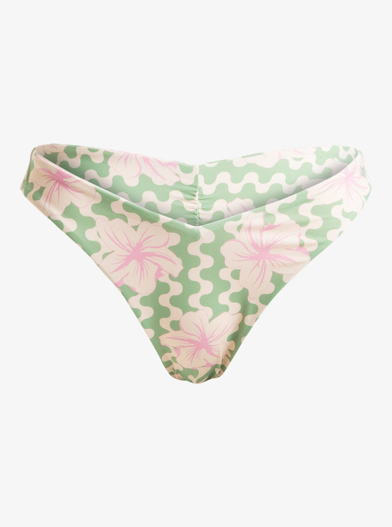 Load image into Gallery viewer, Roxy Women&#39;s Hibiscus Daze Cheeky Bikini Bottoms Basil Party Waves Yw ERJX405012-GHZ5
