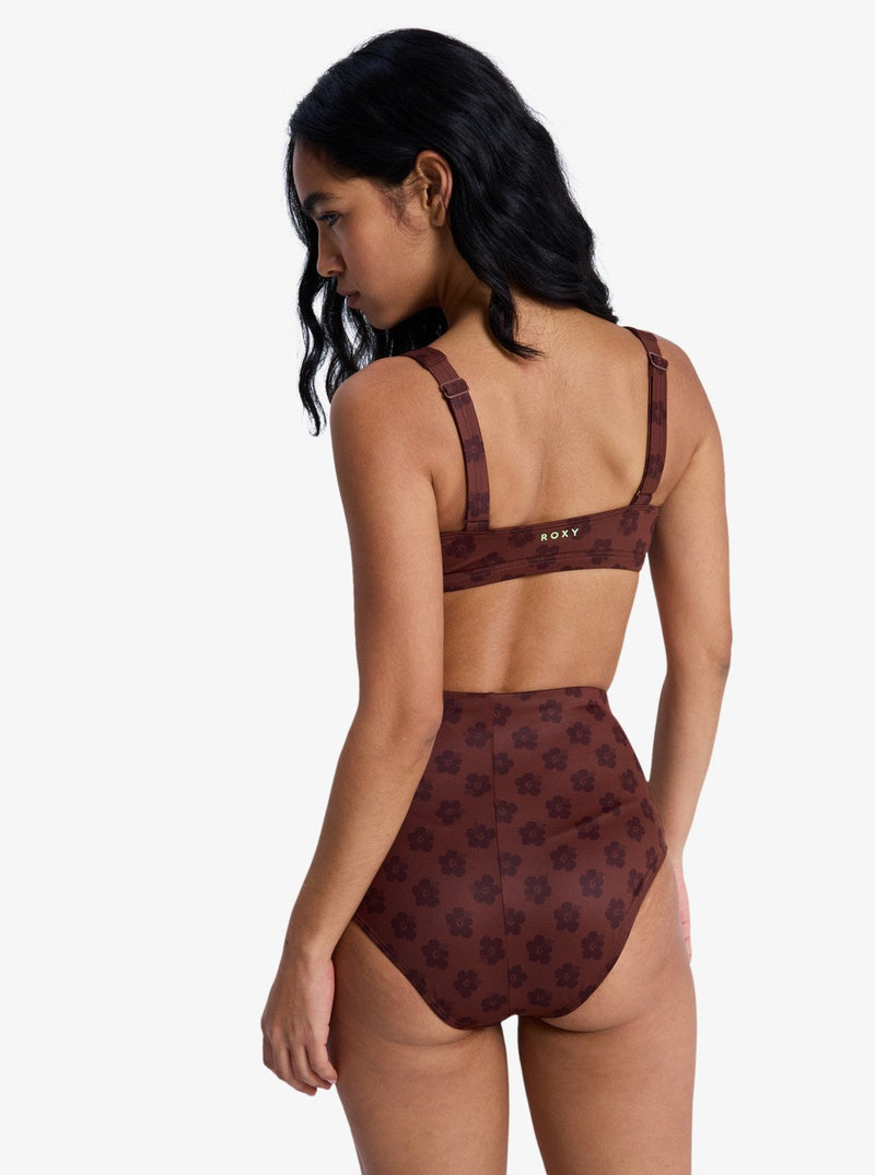 Load image into Gallery viewer, Roxy Women&#39;s Pro The Up Surge Bikini Bottom Chocolate Plum Polkabiscus ERJX405039-XCKC
