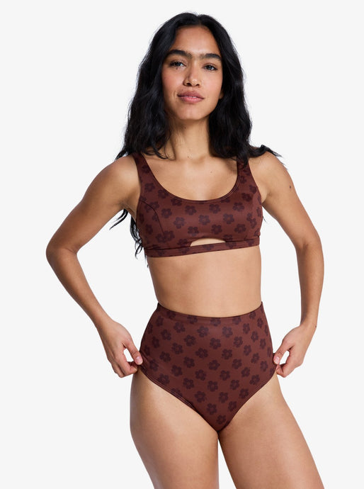 Roxy Women's Pro The Up Surge Bikini Bottom Chocolate Plum Polkabiscus ERJX405039-XCKC