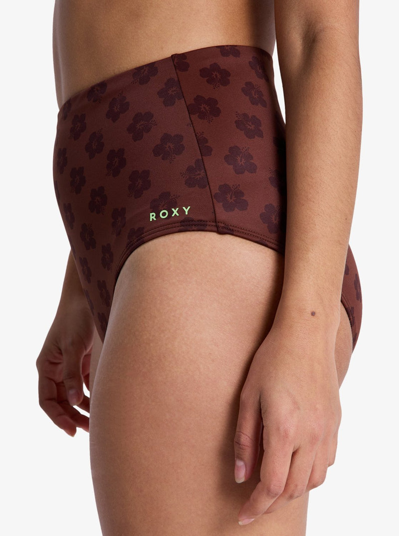 Load image into Gallery viewer, Roxy Women&#39;s Pro The Up Surge Bikini Bottom Chocolate Plum Polkabiscus ERJX405039-XCKC

