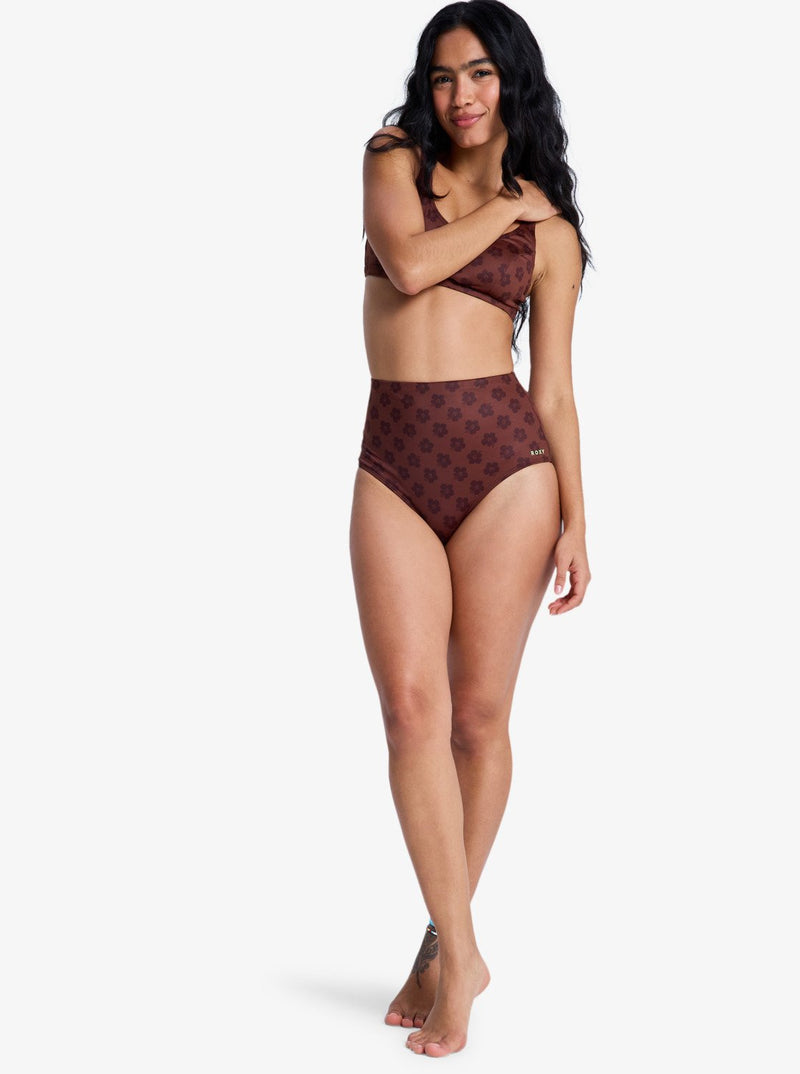 Load image into Gallery viewer, Roxy Women&#39;s Pro The Up Surge Bikini Bottom Chocolate Plum Polkabiscus ERJX405039-XCKC
