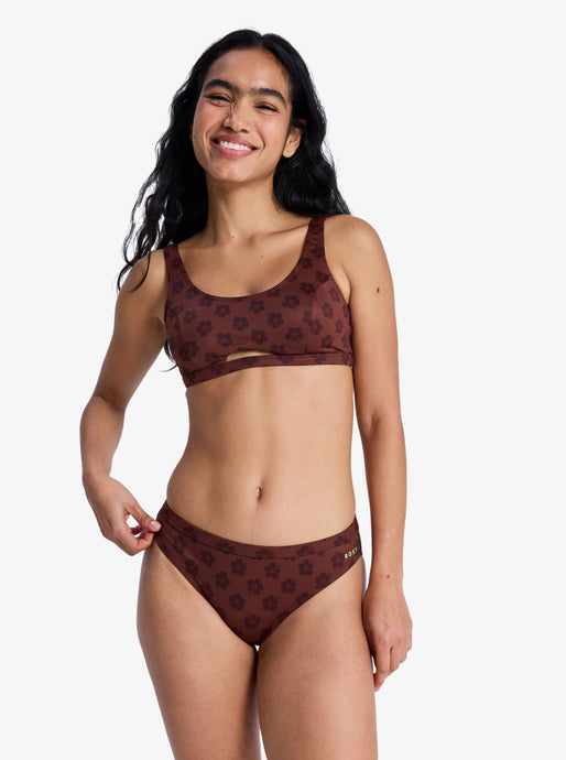 pRoxy Women's Pro The Take Off Medium Coverage Bikini Bottom Chocolate Plum Polkabiscus ERJX405040-XCKC