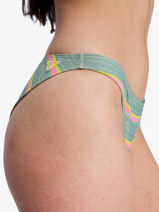 Roxy Women's Ocean Dreamer Bikini Bottoms Oil Green Say It With Stripes ERJX405183-GLD3