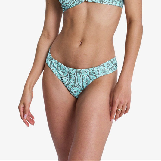Roxy Women's Wildside Paisley Moderate Bikini Bottom Oil Green ERJX405219-GLD6