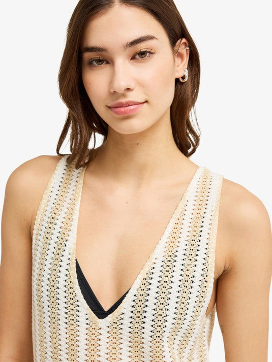 Roxy Women's Moana Story Crochet Maxi Dress Pebble ERJX603501-TGJ0