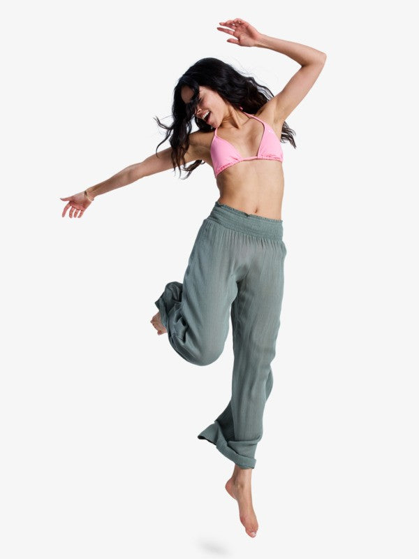 Load image into Gallery viewer, Roxy Women's Along The Sunset Beach Pants Agave Green ERJX603509-GZC0
