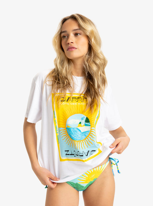 Roxy Women's Atlas Short Sleeves T-Shirt Bright White Biarritz ERJZT05899-WBB1