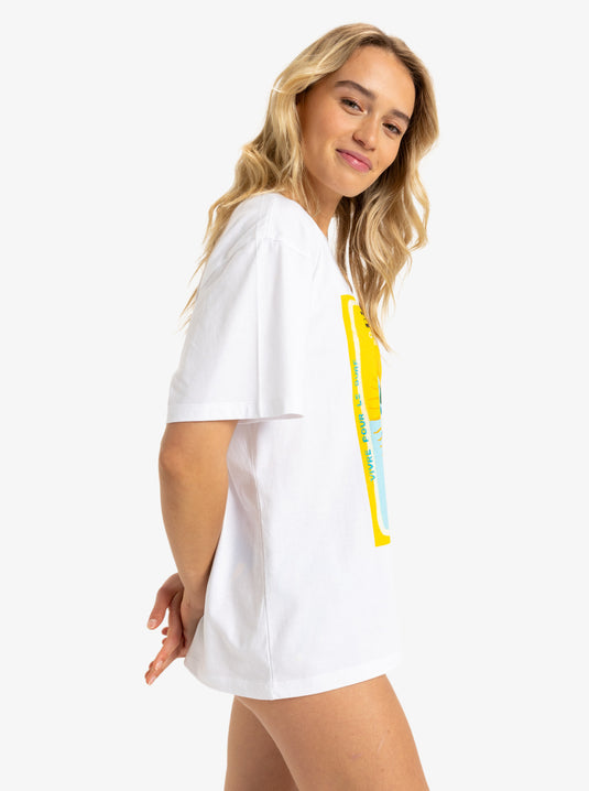 Roxy Women's Atlas Short Sleeves T-Shirt Bright White Biarritz ERJZT05899-WBB1