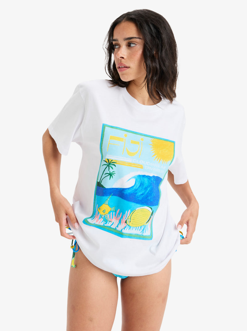 Load image into Gallery viewer, Roxy Women&#39;s Atlas Short Sleeves T-Shirt Bright White Fiji ERJZT05899-WBB2
