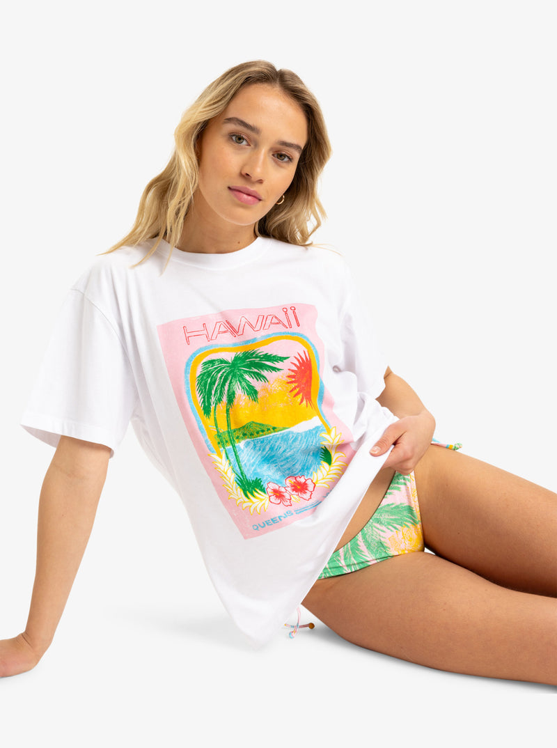 Load image into Gallery viewer, Roxy Women&#39;s Atlas Short Sleeves T-Shirt Bright White Hawaii ERJZT05899-WBB5
