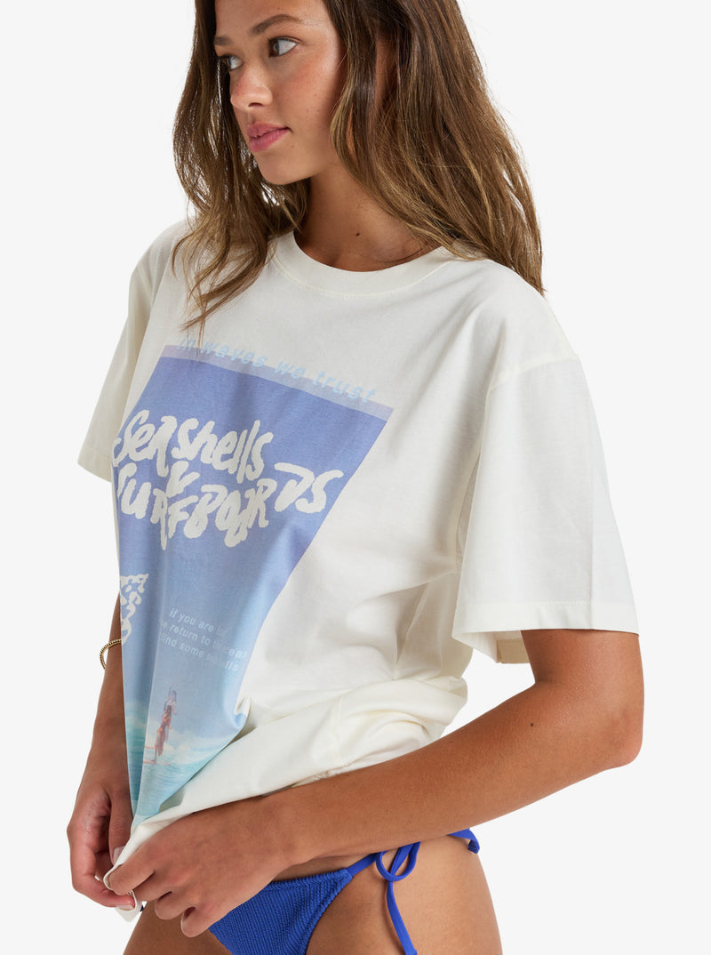Load image into Gallery viewer, Roxy Women&#39;s Hangloose The Sky Short Sleeve T-Shirt Egret ERJZT05903-WBS0
