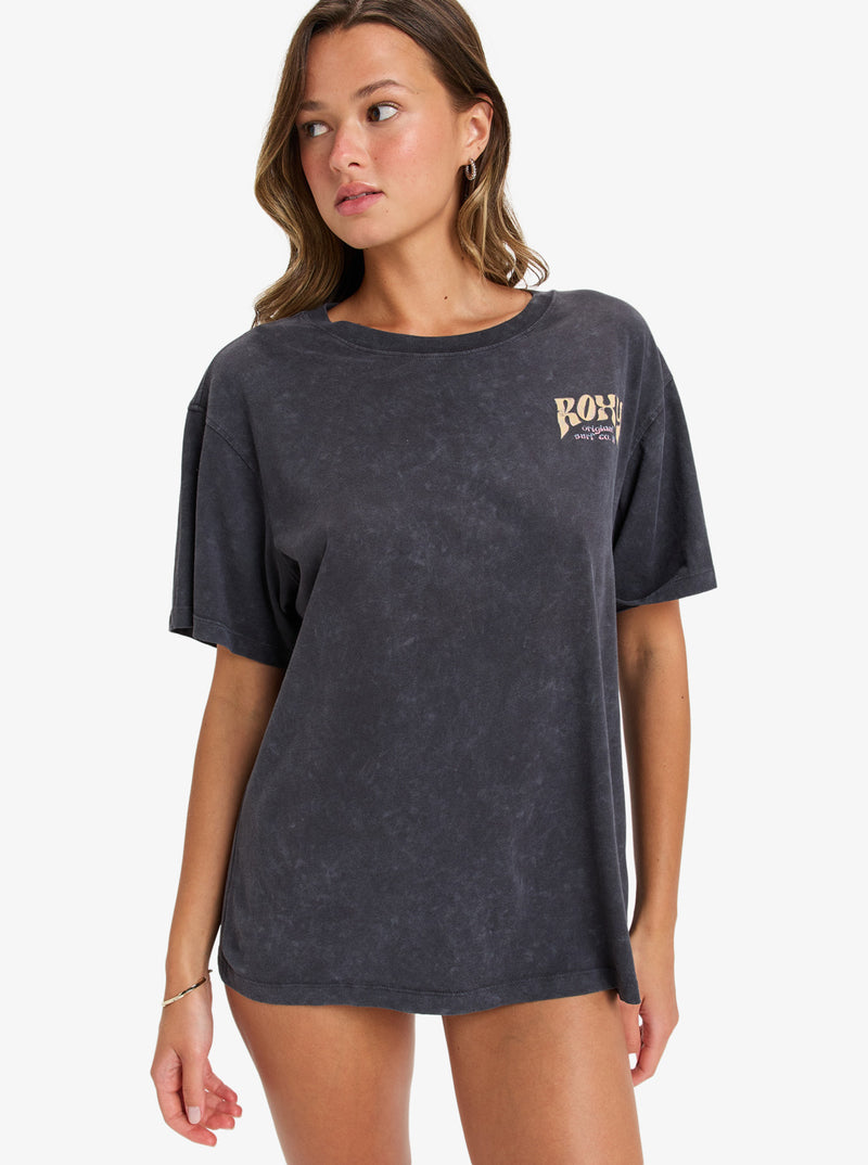 Load image into Gallery viewer, Roxy Women&#39;s Sunnyoversize Short Sleeve T-Shirt Phantom ERJZT05905-KTA0
