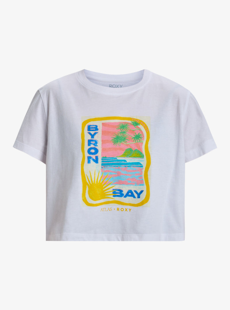 Load image into Gallery viewer, Roxy Women&#39;s Atlas Short Sleeves T-Shirt Bright White Byron Bay ERJZT05921-WBB3
