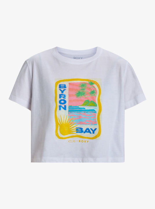 Roxy Women's Atlas Short Sleeves T-Shirt Bright White Byron Bay ERJZT05921-WBB3