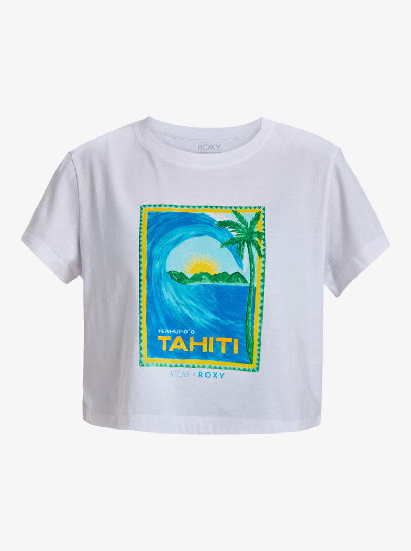 Load image into Gallery viewer, Roxy Women&#39;s Atlas Short Sleeves T-Shirt Bright White Tahiti ERJZT05921-WBB6
