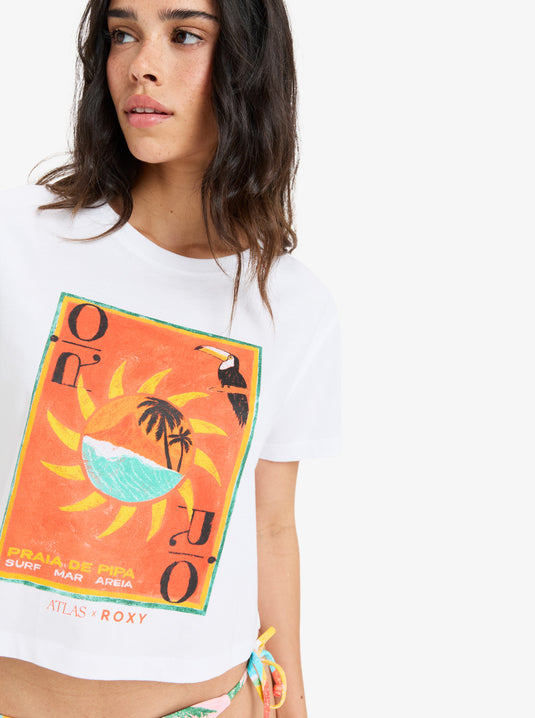 Roxy Women's Atlas Short Sleeves T-Shirt Bright White Trio ERJZT05921-WBB4