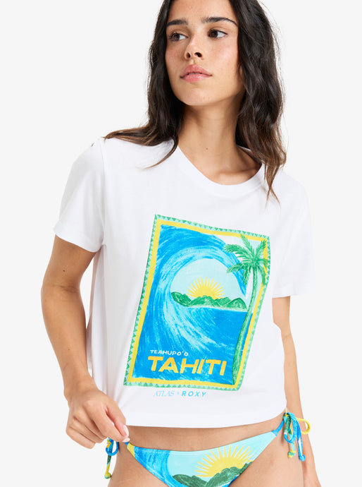 Roxy Women's Atlas Short Sleeves T-Shirt Bright White Tahiti ERJZT05921-WBB6