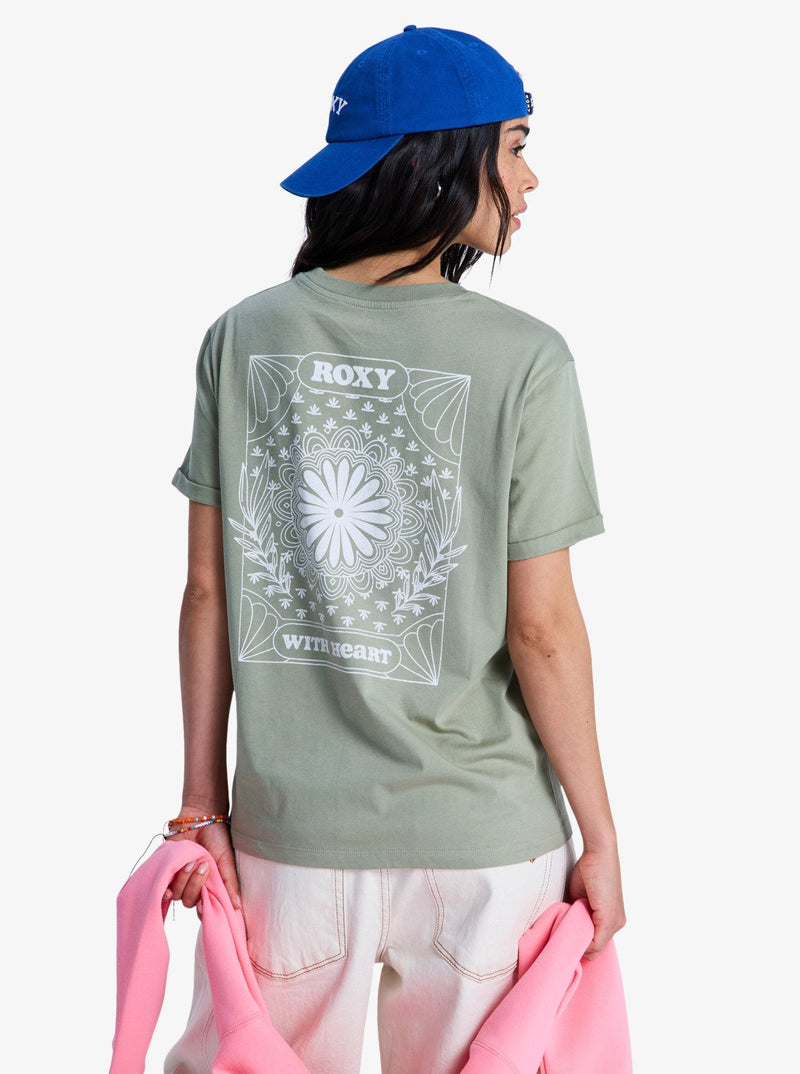 Load image into Gallery viewer, Roxy Women's Oceanregular Short Sleeve T-Shirt Oil Green ERJZT06110-GLD0
