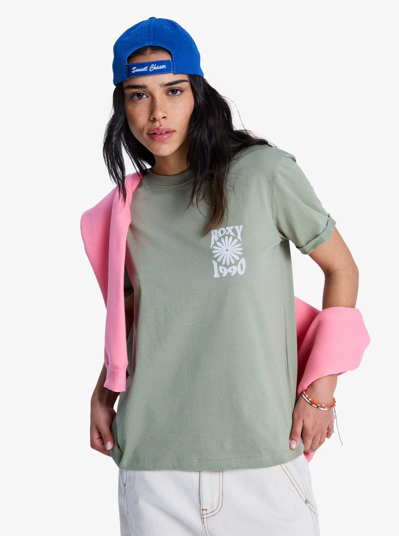 Load image into Gallery viewer, Roxy Women's Oceanregular Short Sleeve T-Shirt Oil Green ERJZT06110-GLD0
