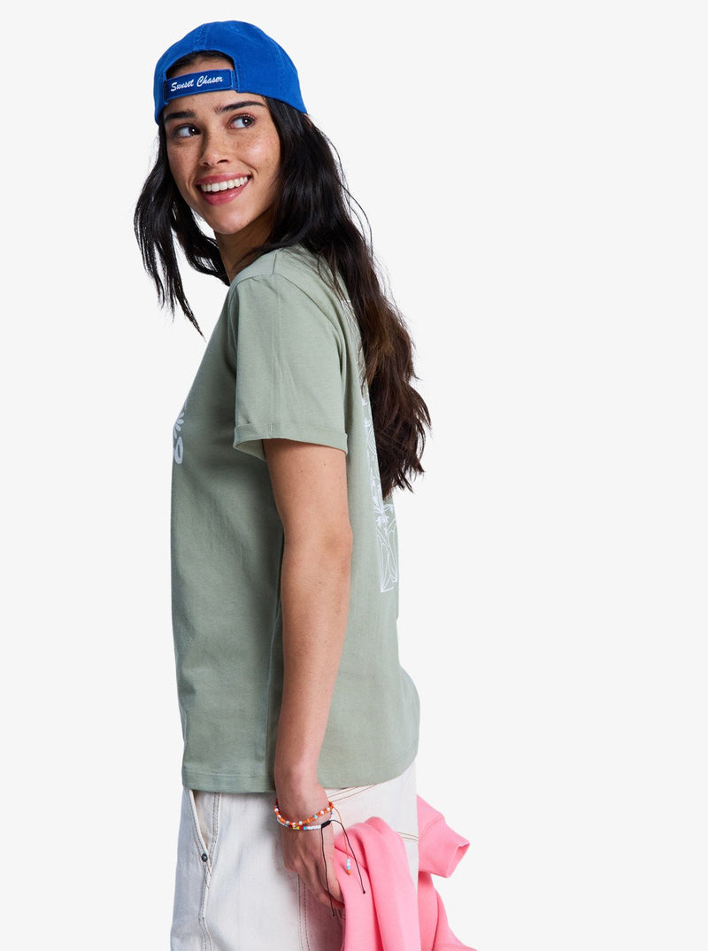 Load image into Gallery viewer, Roxy Women's Oceanregular Short Sleeve T-Shirt Oil Green ERJZT06110-GLD0

