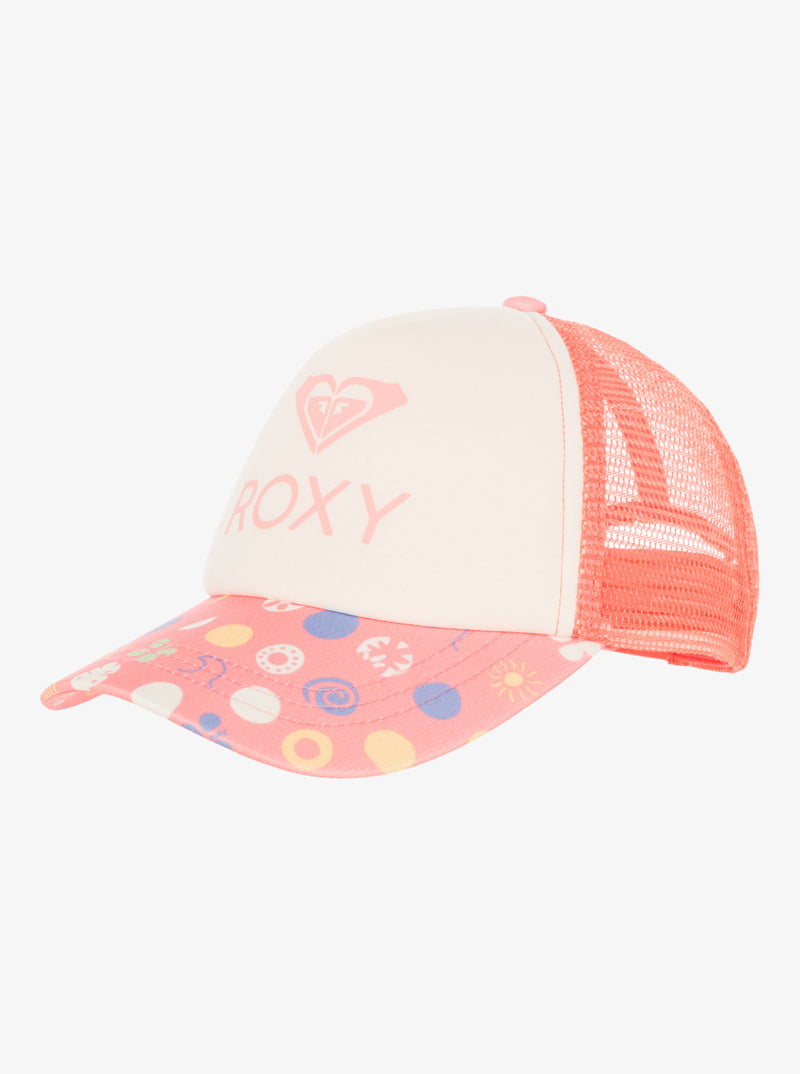 Load image into Gallery viewer, Roxy Kids&#39; Sweet Emotions Trucker Cap Plumeria Roxy Dots ERLHA03175_XMGW

