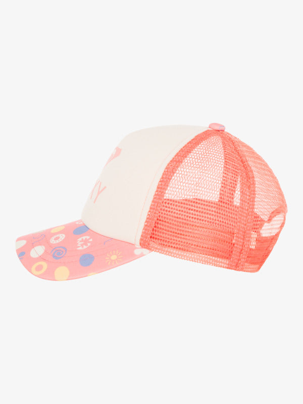 Load image into Gallery viewer, Roxy Kids&#39; Sweet Emotions Trucker Cap Plumeria Roxy Dots ERLHA03175_XMGW
