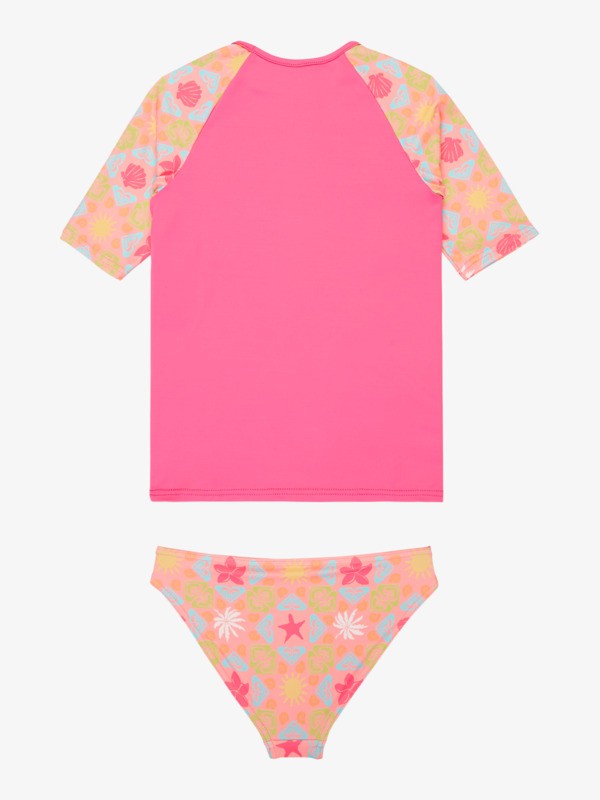 Load image into Gallery viewer, Roxy Kids' Check Rash Vest Bikini Set (2-7 Years) Plumeria Hippie Hour Diagonal ERLWR03357-XMGN
