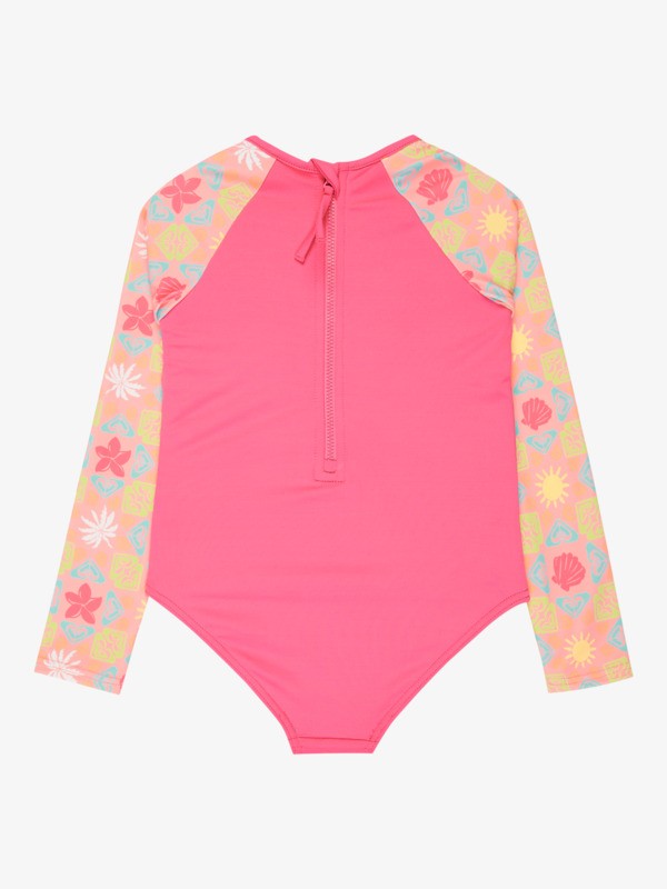 Load image into Gallery viewer, Roxy Kids' Check LS One Piece Swimsuit (2-7 Years) Plumeria Hippie Hour Diagonal ERLWR03358-XMGN
