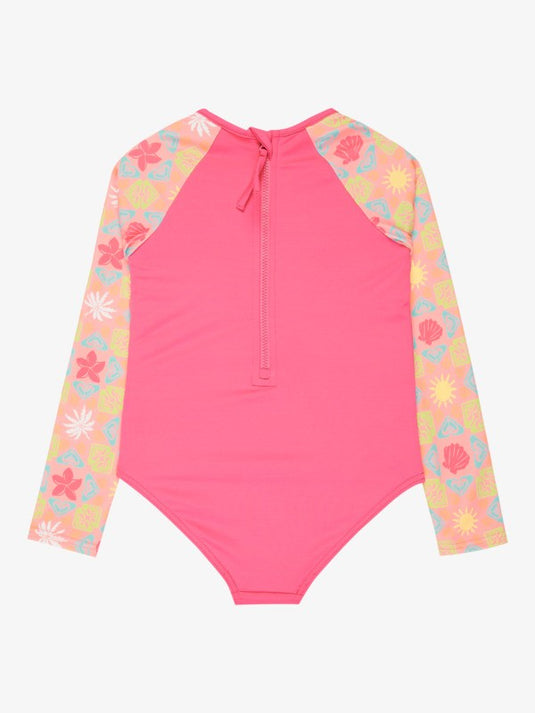 Roxy Kids' Check LS One Piece Swimsuit (2-7 Years) Plumeria Hippie Hour Diagonal ERLWR03358-XMGN
