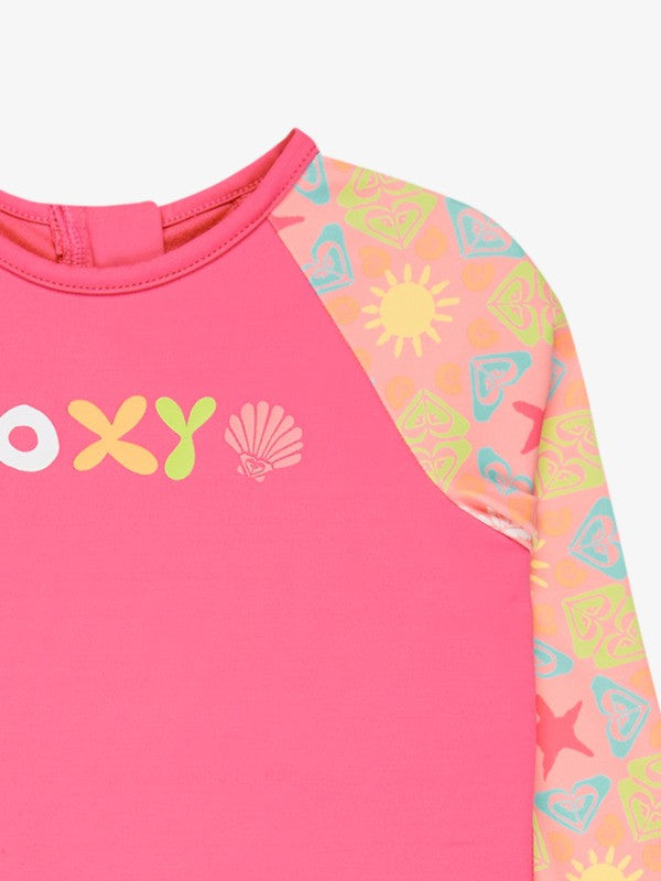 Load image into Gallery viewer, Roxy Kids' Check LS One Piece Swimsuit (2-7 Years) Plumeria Hippie Hour Diagonal ERLWR03358-XMGN
