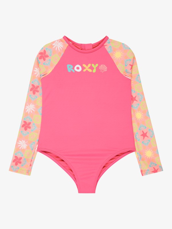 Load image into Gallery viewer, Roxy Kids' Check LS One Piece Swimsuit (2-7 Years) Plumeria Hippie Hour Diagonal ERLWR03358-XMGN
