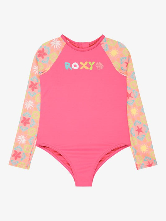 Roxy Kids' Check LS One Piece Swimsuit (2-7 Years) Plumeria Hippie Hour Diagonal ERLWR03358-XMGN