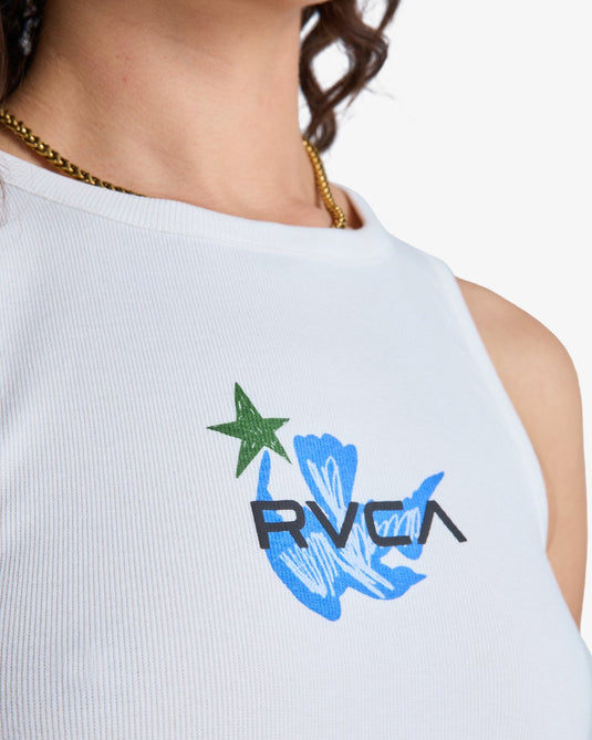 RVCA Women's Antonia Figueiredo Bird Logo Tank Top Cloud Dancer EVJKT03001-WBP0