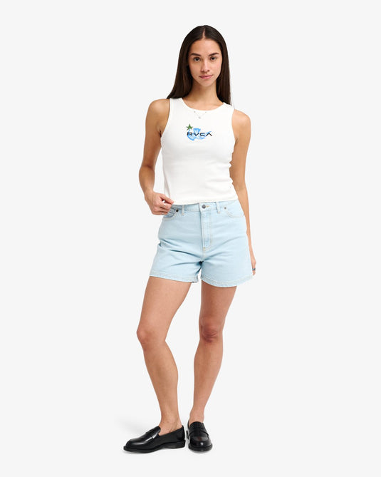 RVCA Women's Antonia Figueiredo Bird Logo Tank Top Cloud Dancer EVJKT03001-WBP0