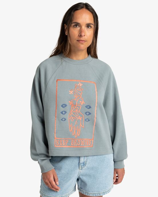 RVCA Women's Keep Growing Pullover Sweatshirt Lead EVJSF00106-SLK0