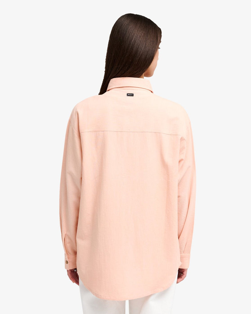 Load image into Gallery viewer, RVCA Women's Antonia Figueiredo Elements Long Sleeve Shirt Dusty Pink EVJWT03003-MFW0
