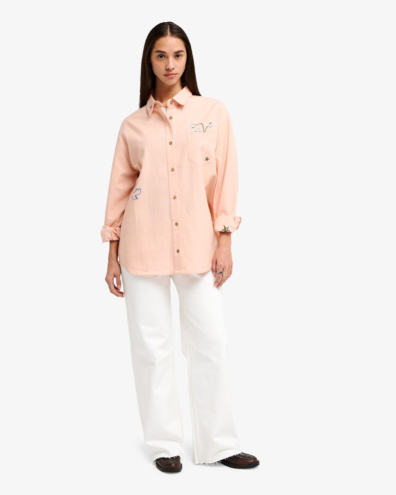 Load image into Gallery viewer, RVCA Women's Antonia Figueiredo Elements Long Sleeve Shirt Dusty Pink EVJWT03003-MFW0
