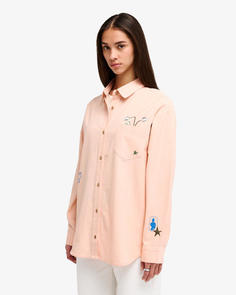 Load image into Gallery viewer, RVCA Women's Antonia Figueiredo Elements Long Sleeve Shirt Dusty Pink EVJWT03003-MFW0
