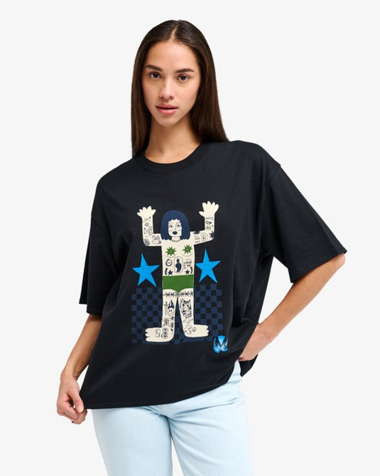 RVCA Women's Antonia Figueiredo Bohnomme Oversized T-Shirt Black EVJZT00169-KVC0