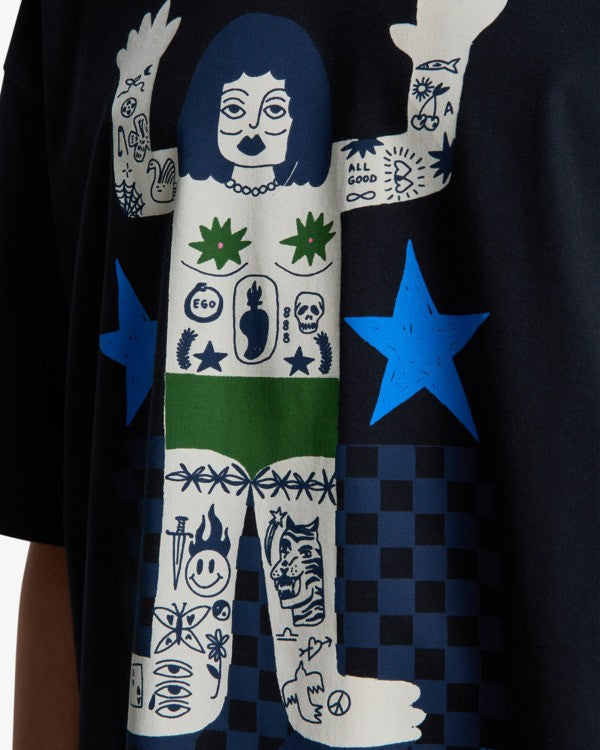 Load image into Gallery viewer, RVCA Women's Antonia Figueiredo Bohnomme Oversized T-Shirt Black EVJZT00169-KVC0
