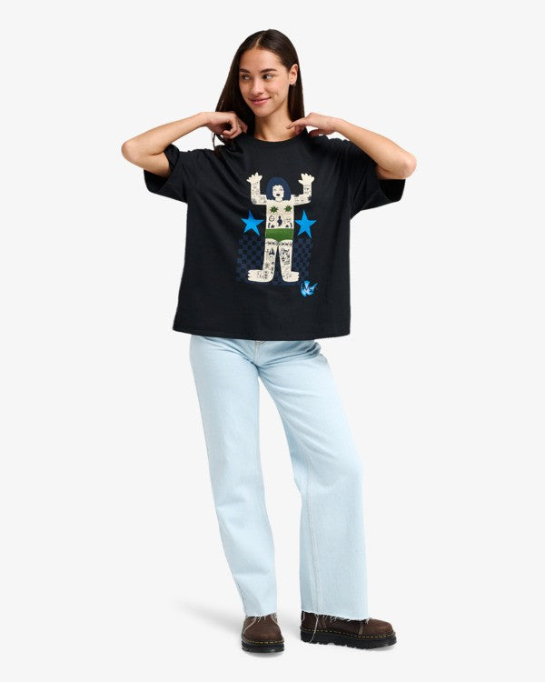 Load image into Gallery viewer, RVCA Women's Antonia Figueiredo Bohnomme Oversized T-Shirt Black EVJZT00169-KVC0
