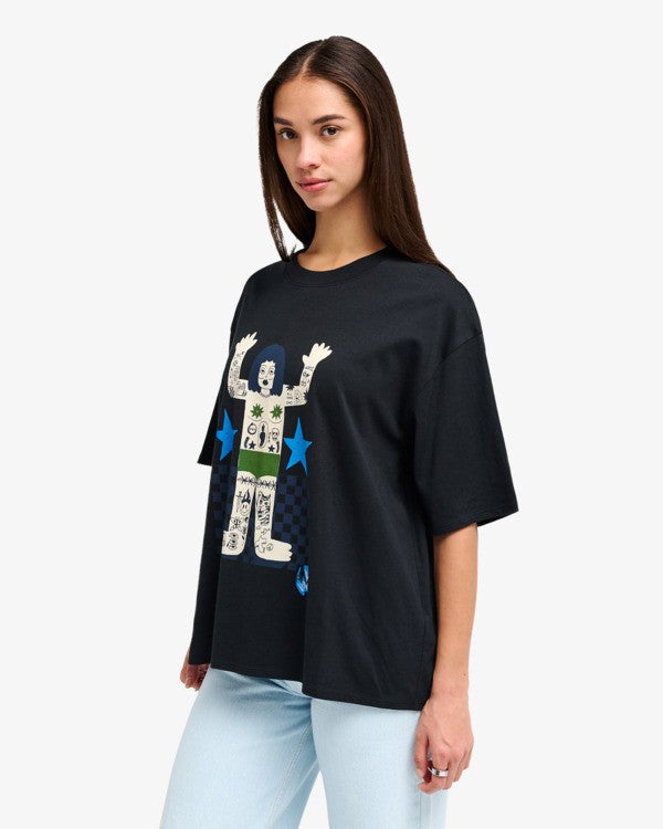 Load image into Gallery viewer, RVCA Women's Antonia Figueiredo Bohnomme Oversized T-Shirt Black EVJZT00169-KVC0
