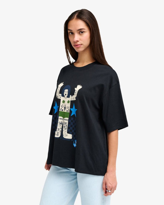 RVCA Women's Antonia Figueiredo Bohnomme Oversized T-Shirt Black EVJZT00169-KVC0