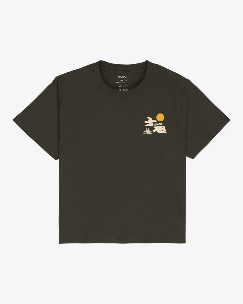 Load image into Gallery viewer, RVCA Women's Coastal Flight T-shirt Pirate Black EVJZT00176-PTK
