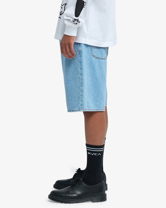 RVCA Men's Skate Denim Shorts Bleach Wash EVYDS03000-BEJW