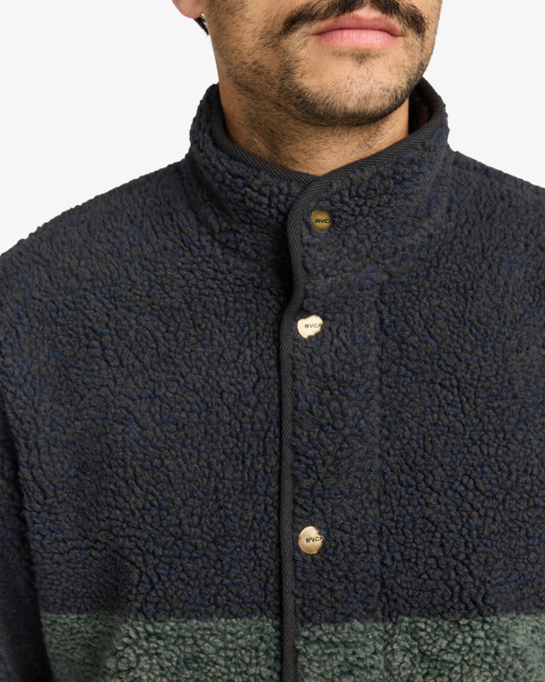 Load image into Gallery viewer, RVCA Westwood Snap Fleece Jacket Moody Blue EVYFT00108-MDY
