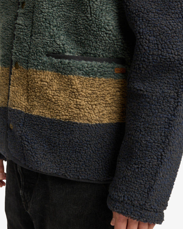 Load image into Gallery viewer, RVCA Westwood Snap Fleece Jacket Moody Blue EVYFT00108-MDY
