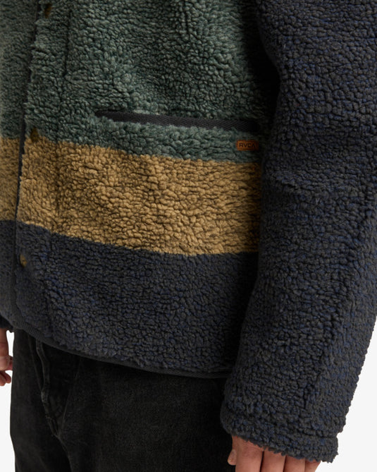 RVCA Westwood Snap Fleece Jacket Moody Blue EVYFT00108-MDY