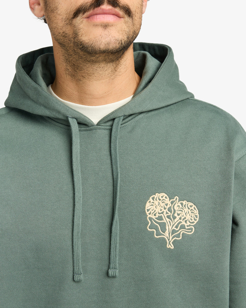 Load image into Gallery viewer, RVCA Men&#39;s Flower Balance Hoodie Balsam Green EVYSF00139-GNB0
