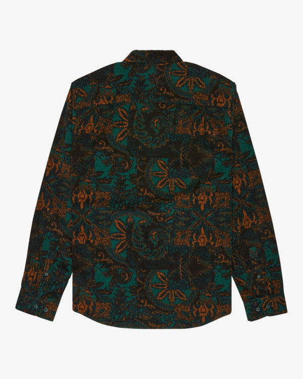 Load image into Gallery viewer, RVCA Men's Freeman Cord Print Li Long Sleeve Shirt Hunter Green Paisley EVYWT03000-GSV6
